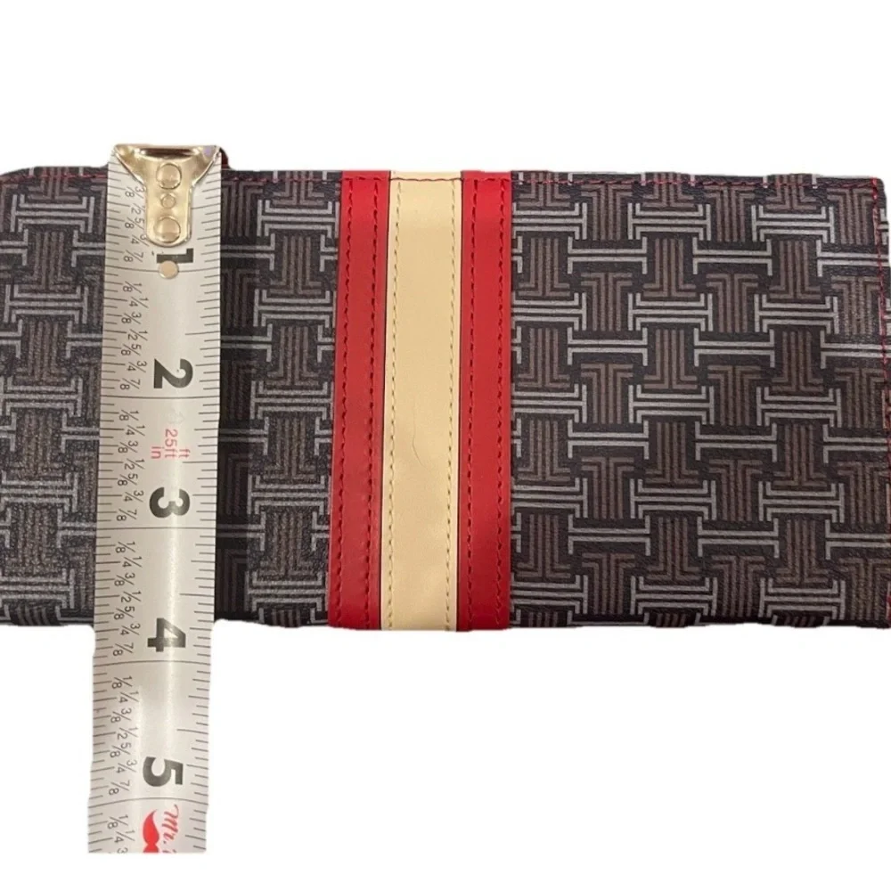 Lanvin collection red and navy Patterned initial logo zip around long Wallet